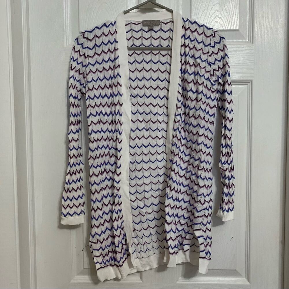 Evolution by Cyrus wavy striped open front cardigan